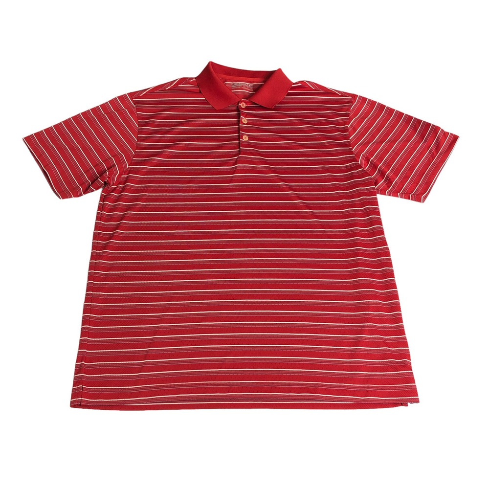 Nike Golf Polo Shirt Mens XL Red Striped Fit Dry Performance Casual Outdoor